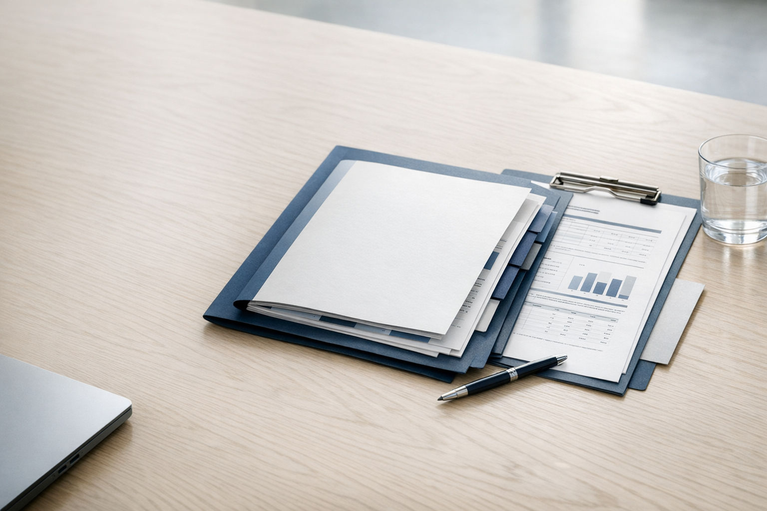 Partner pricing decision brief with rollout packet materials arranged on a review desk.